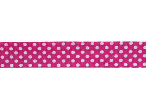 Schrägband Punkte pink-weiß 19mm