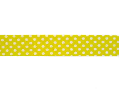Schrägband Punkte gelb-weiß 19mm
