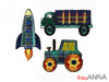 Applikationen Set "Rakete, Laster & Traktor"